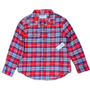 Old Navy Plaid Button-up Long Sleeve Shirt - Size 6-7